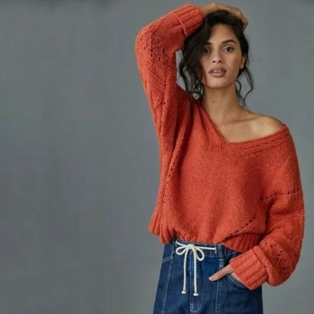 Anthropologie Pilcro Marla Merino Wool Blend V-Neck Sweater XXS GUC gorpcore